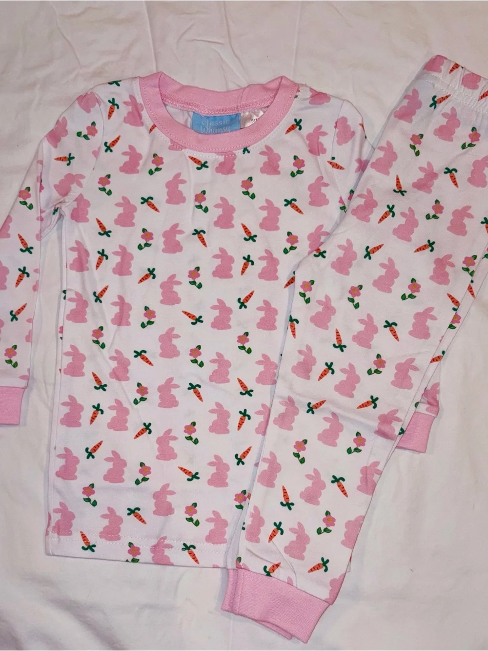 Classic Whimsy Bunny & Carrots pink pajama set sz 24 months NWT